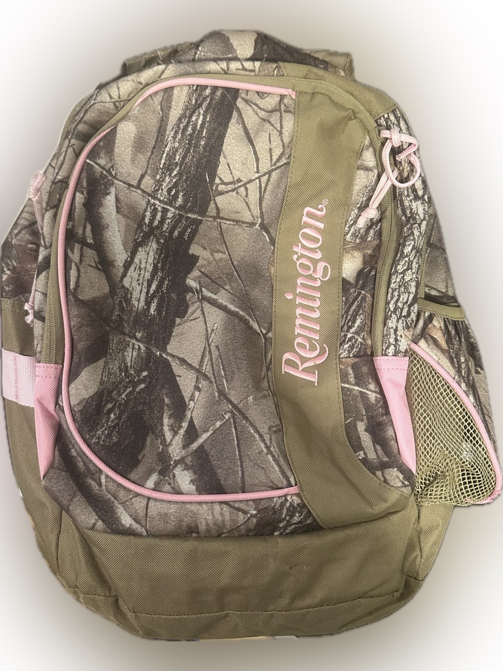 Remington Olive Camo Backpack with Pink Trim